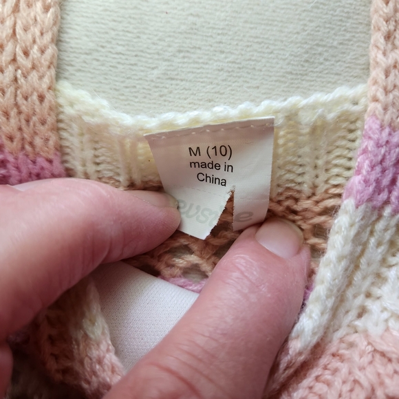 Evsie By Maurices Jr Girls Sz M Pink And Cream Crochet Top Lined - Picture 4 of 9